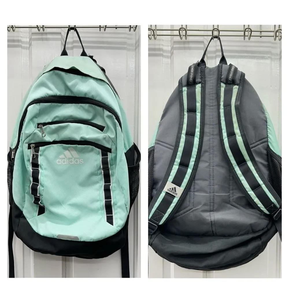 Adidas Excel V turquoise backpack all zippers function great waterbottle pockets